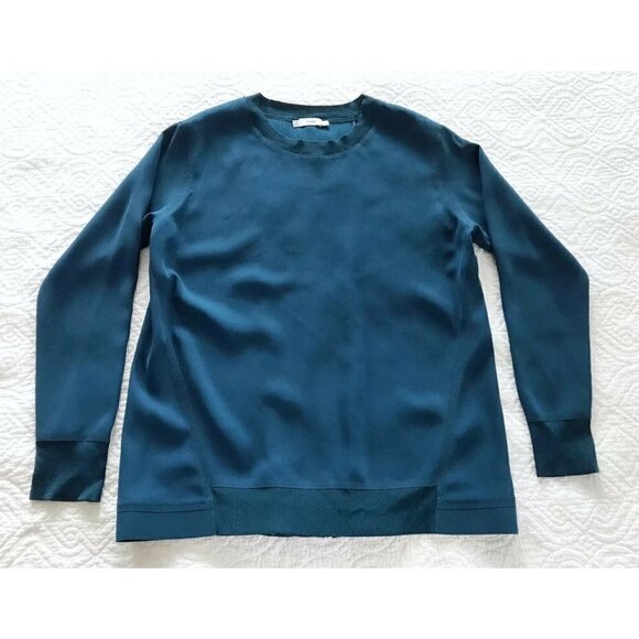 Vince. Teal Long Sleeve Split-Back Blouse Top XS - Picture 7 of 7
